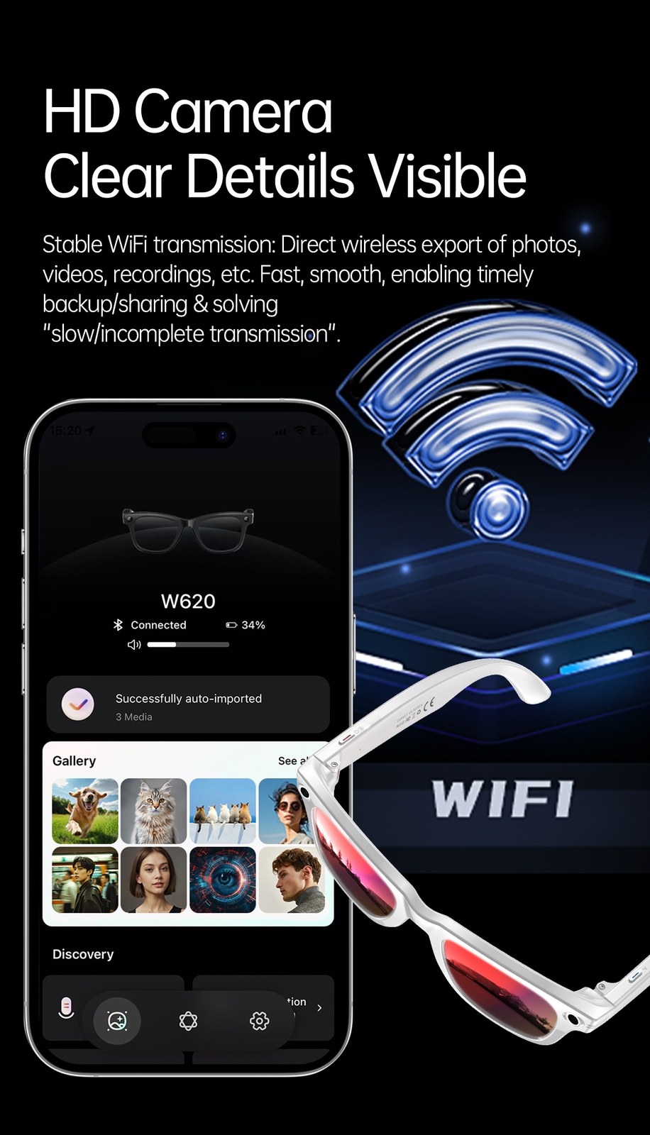 W620 AI Smart Camera Glasses